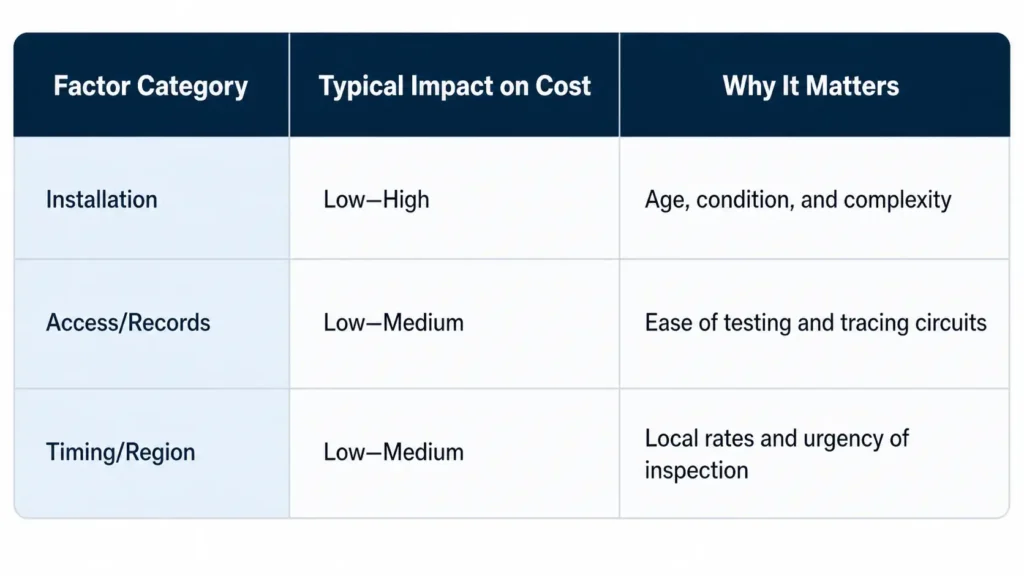 EICR Costs by Property Type and Size